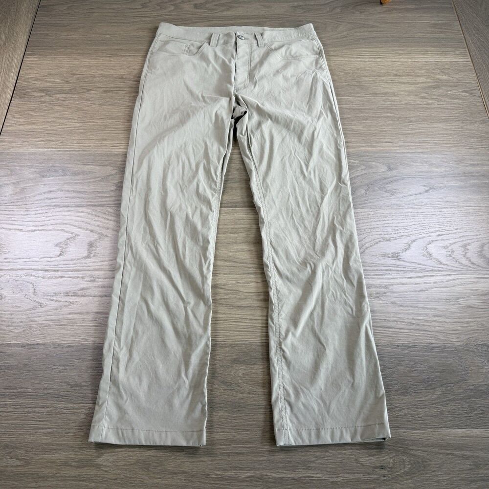 Eddie Bauer Pants Men 35x32 Beige Performance Nylon Stretch Hiking Oudoor Camp